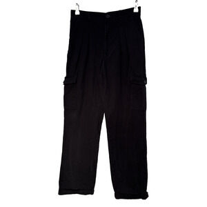 Pacsun Men's S Black Cotton Cargo Trouser Pant Urban Streetwear Utility Loose
